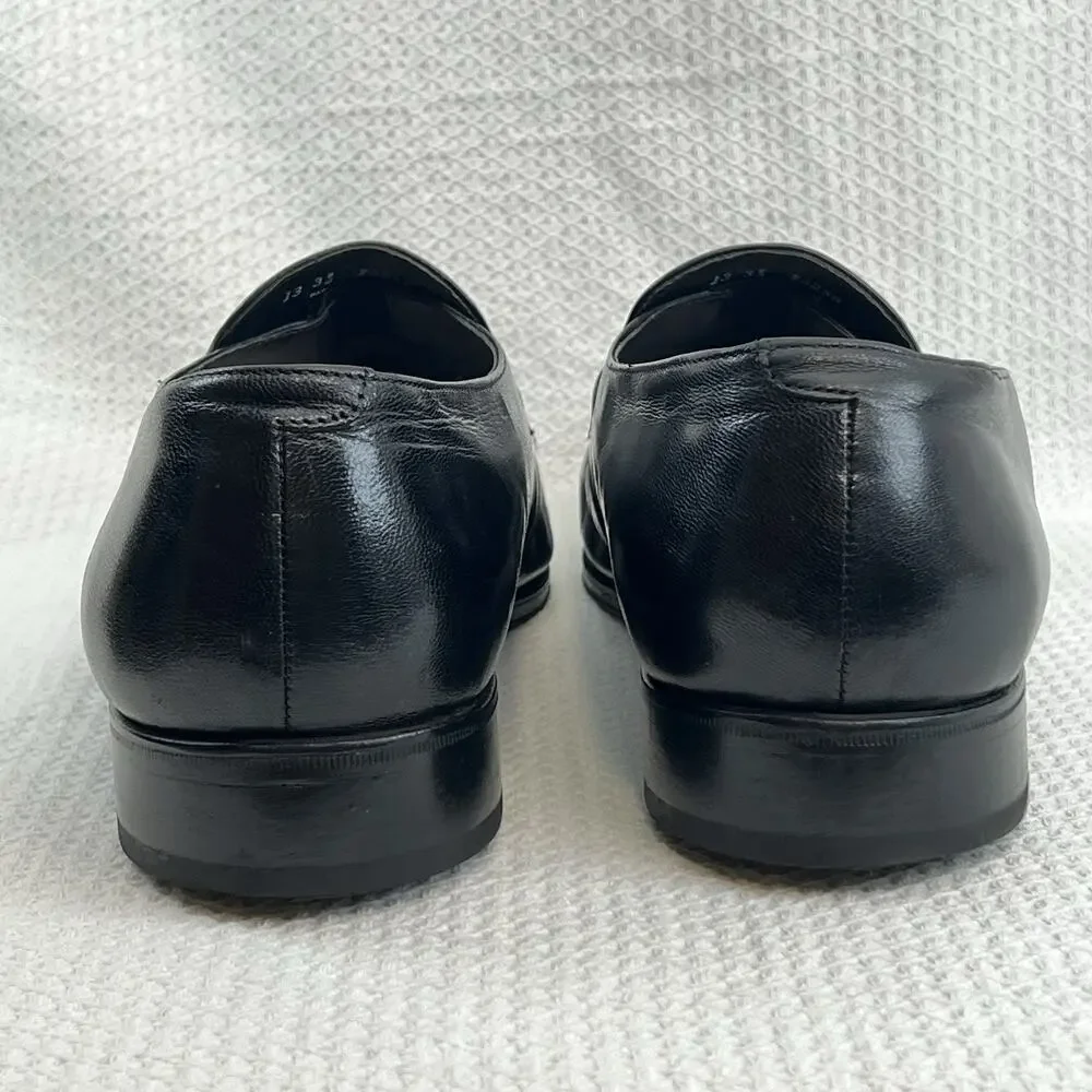 Florsheim Black Leather Penny Loafers Braided Strap Mens US 13 E Dress Shoes